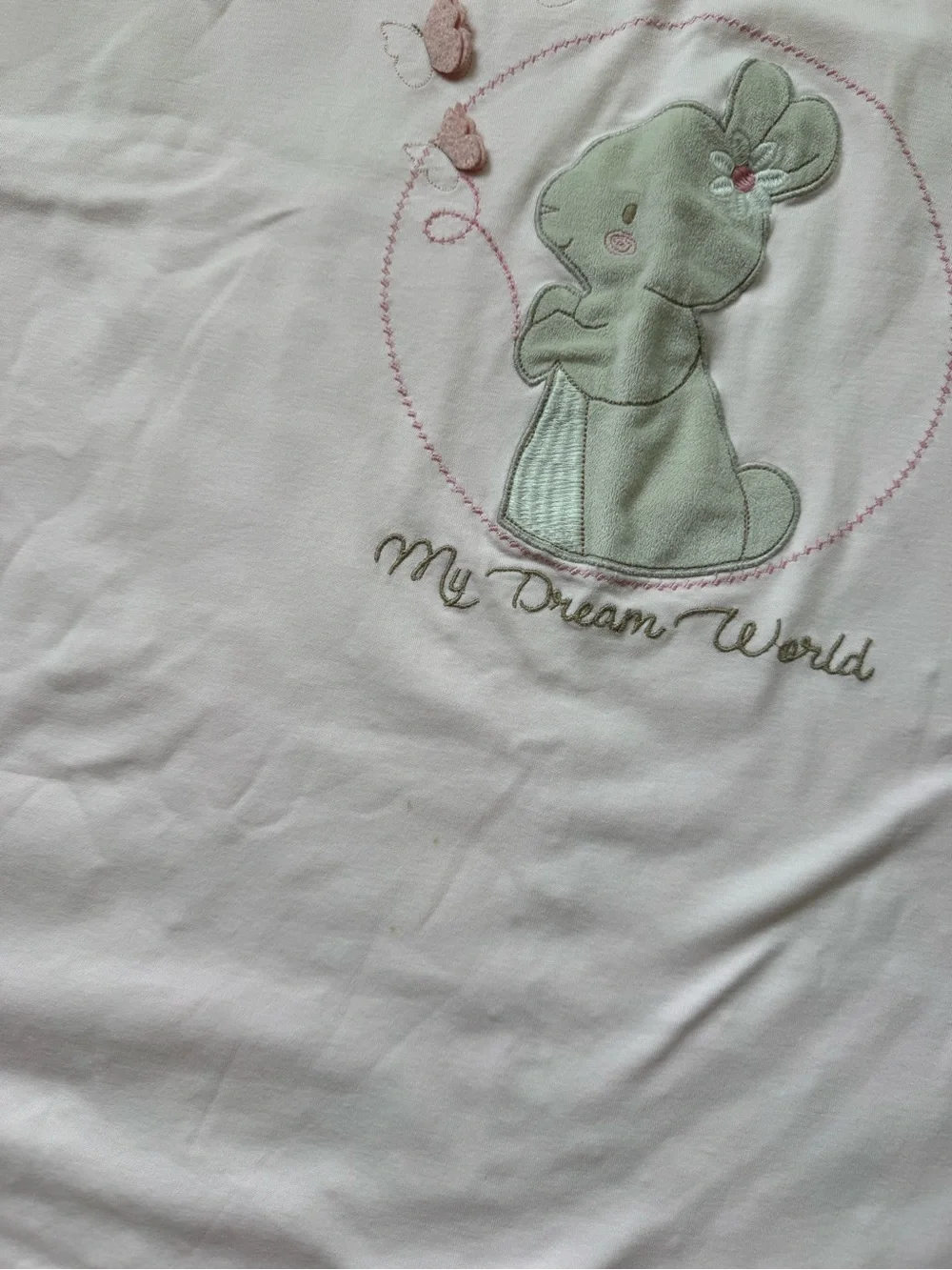 100% Cotton Baby Receiving Blanket Pink Bunny Embroidered Double-Sided Lovey